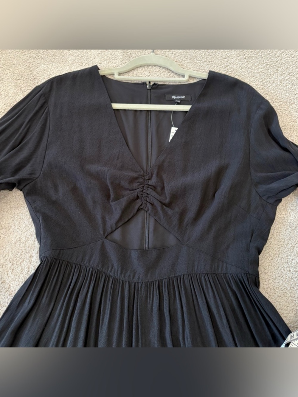 Madewell Lusterweave Cutout Midi Boho Long Sleeve Black Tiered Dress Size 8 NWT - Picture 10 of 17